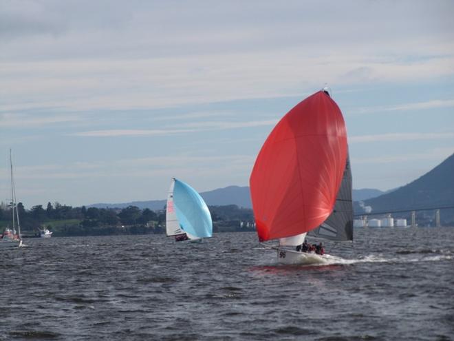 Sam Gough steering his father's Robbie Gough' SB20 to victory today - Derwent Sailing Squadron/Cascade Winter Series © Michelle Denney
